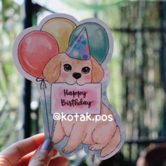 

BDAY DOG SHAPED CARD KOTAK POS POSTCARD KARTU POSTCROSSING SURAT UNIK LUCU KADO WISUDA SNAIL MAIL