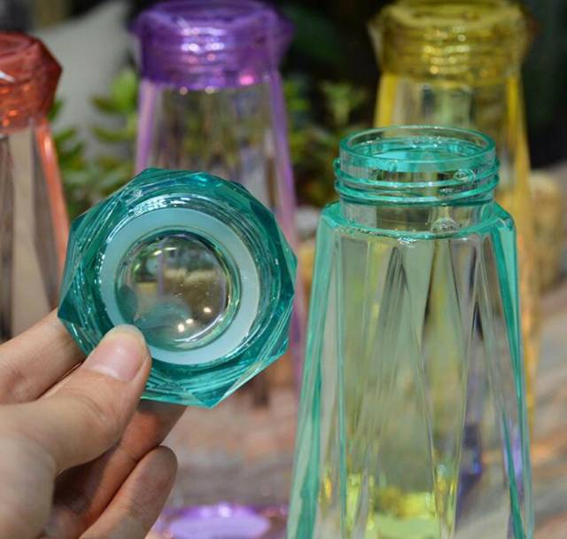 [ PROMO MURAH BANGET ]Botol Minum Kaca Unik Kekinian Bentuk Kristal Diamond-8