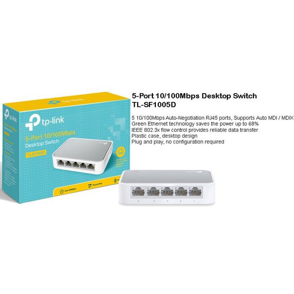 Switch hub tp-link 5 port desktop intenet lan rj45 10/100mbps auto mdi/mdix for router wireless tl-sf1005d sf-1005d