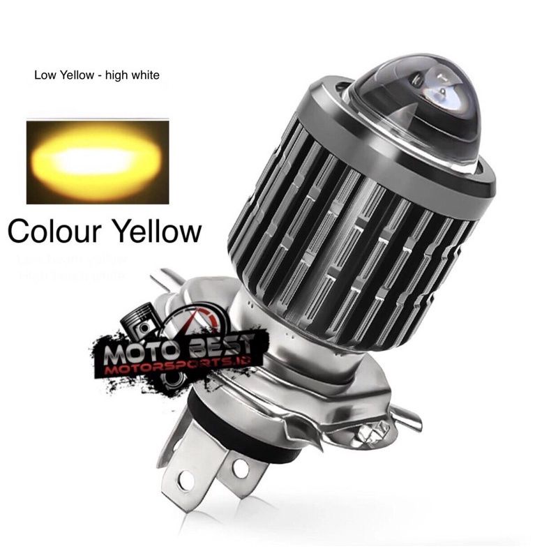 LAMPU LASER LED KAKI H4/H6 LAMPU MOTOR MOBIL HI AC DC SUPER TERANG-Laser h4 kuning