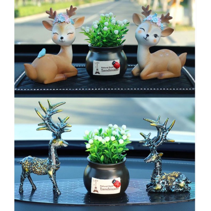 NEW CUTTIE COUPLE DEER Rusa Pajangan Dashboard Mobil / Rumah Bahan Plastik Padat