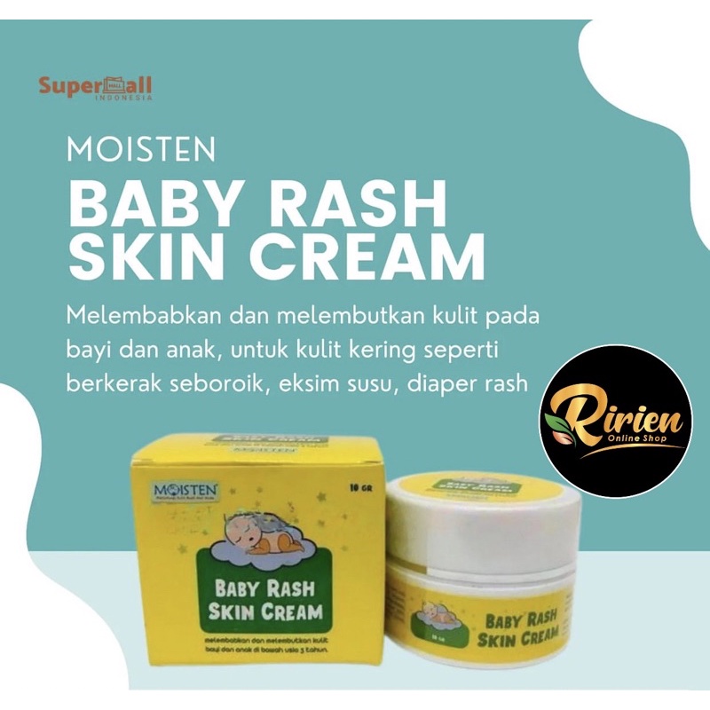 Moisten Krim Ruam Popok Bayi MOISTEN Rash Cream Baby 10 gr Aman BPOM Melembabkan Kulit Bayi