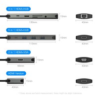 Vention CGN Multiport 9in1 USB Type C to multimedia kabel USB3.0 RJ45 AUX TF SD PD