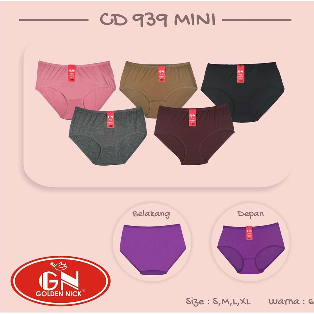 GROSIR ( 1 lusin ) Cd Wanita Golden Nick 939 Katun Warna Gelap |fmmg