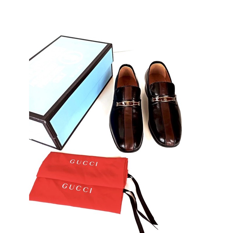 Sepatu Gucci Moccasin Leather Black Original