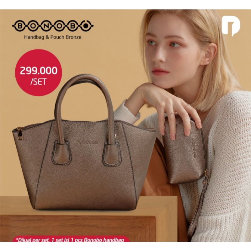 Bonobo Handbag - Tas Wanita -Tas Tangan Wanita dan Pouch Bronze