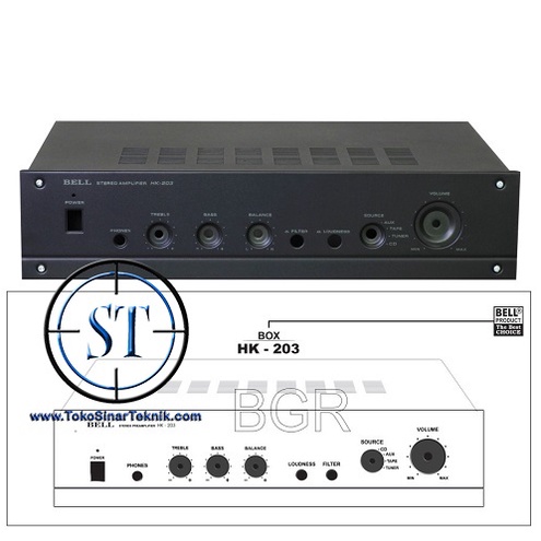 Box Power Amplifier HK-203 Box BELL HK203 HK 203 Bok Power Ampli Wadah Kotak Alumunium Besi Tone Control