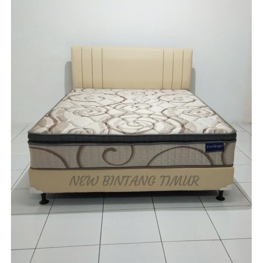 Spring Bed Romance Feelings Plush Top 180 x 200 HB Queen Cream Full Set - Jabodetabek