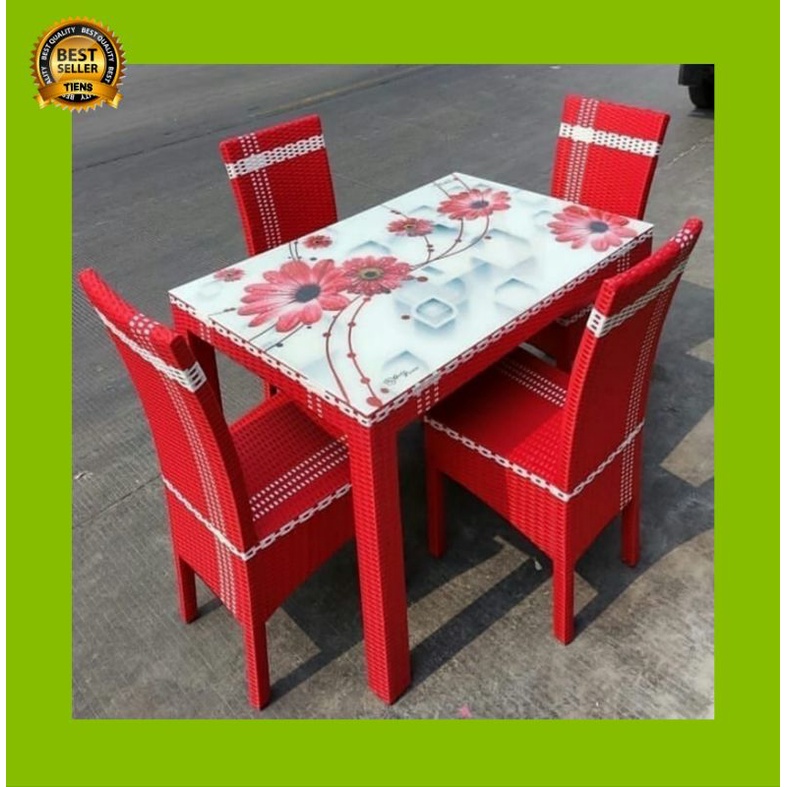 meja makan rotan sintetis