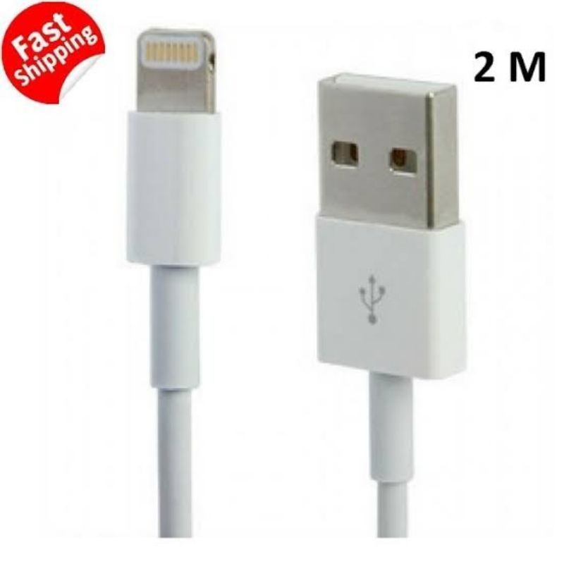 Kabel Data Iph 5 6 7 8 X XR Cable Lightning Charging Panjang 2 Meter Original 100% Segel
