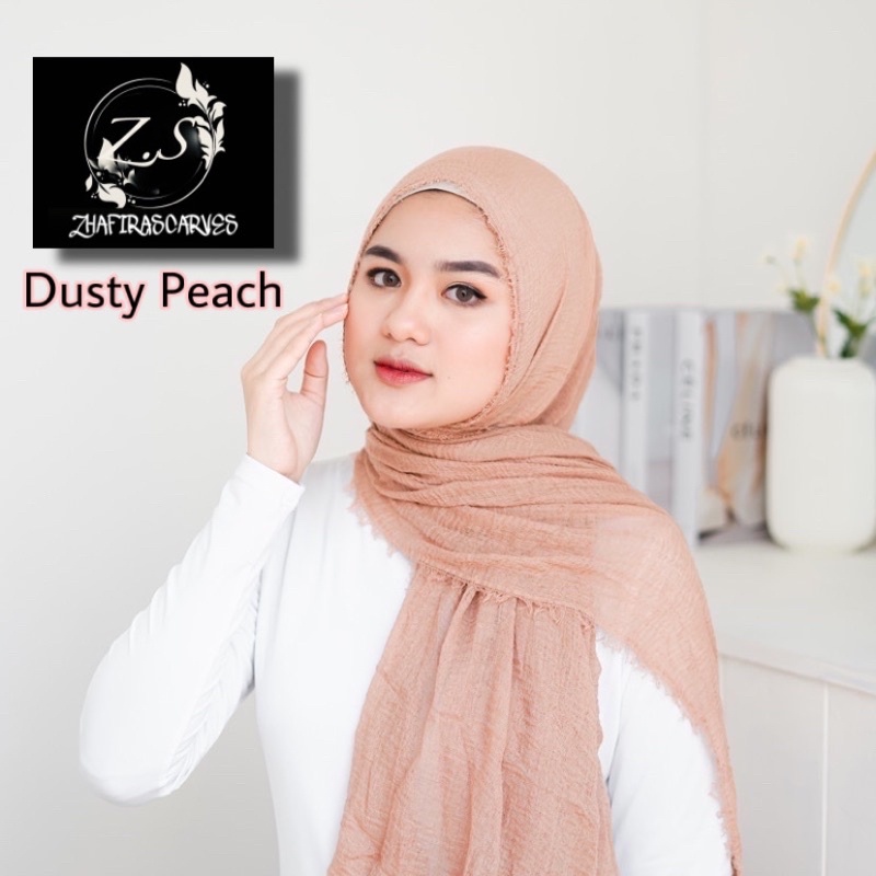 HIJAB Best Seller PASHMINA CRINKLE / CRINCLE - PASHMINA CUTTON CRINKLE / NEGRO / KUSUT-Dusty Peach