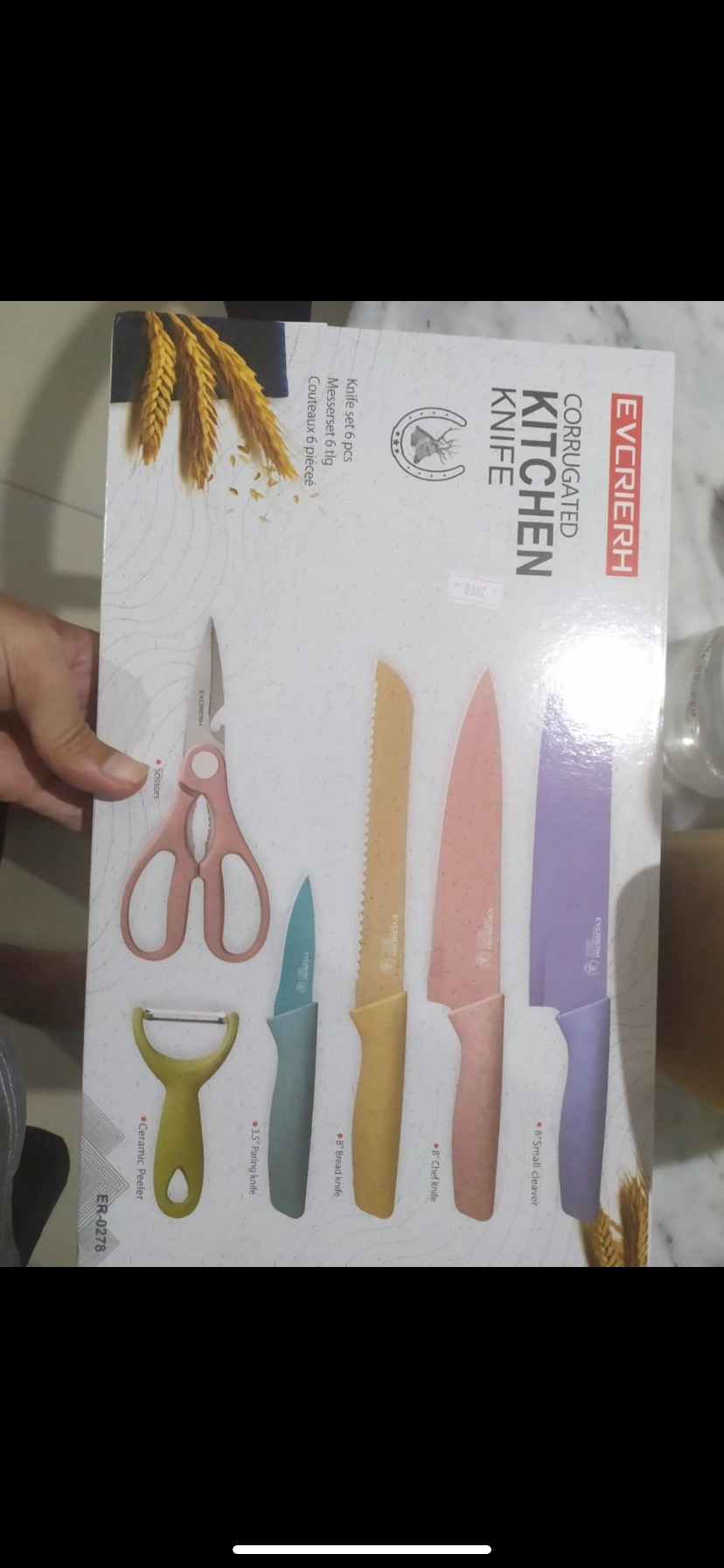 6 In 1 Kitchen Knife Set / Talenan Pisau Pengupas Gunting Dapur Set