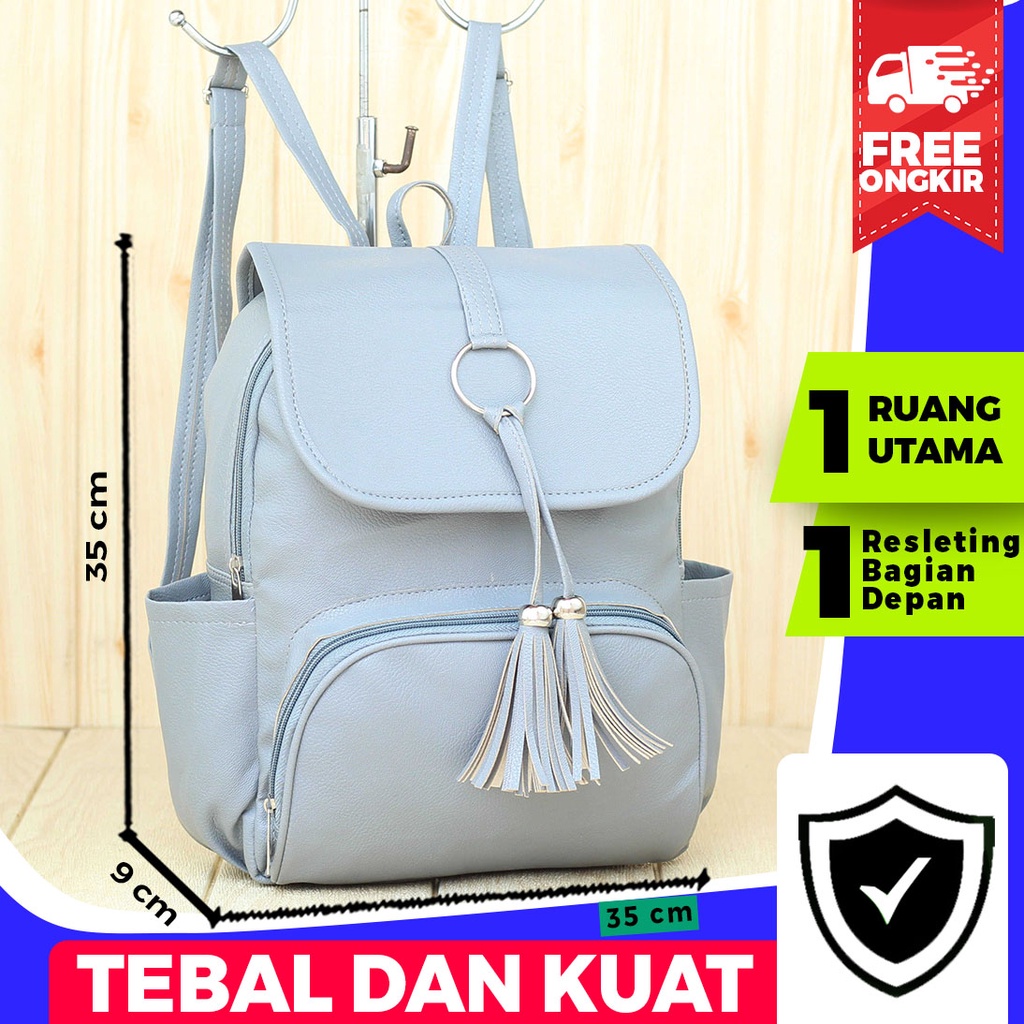 Tas Backpack Wanita Zerita Grey Ransel Wanita Tas Cewe Termurah Terbaru Kekinian Fashionable Stylish Lucu Bagus Keren.