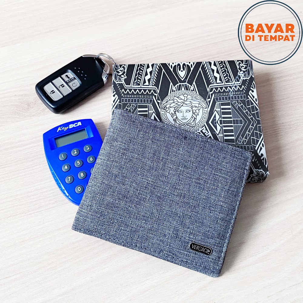 SHOPEE 6.6 SUPER SALE!! Dompet Pria Bahan Kanvas Premium Dompet 3/4 Dompet Formal - Dark Grey