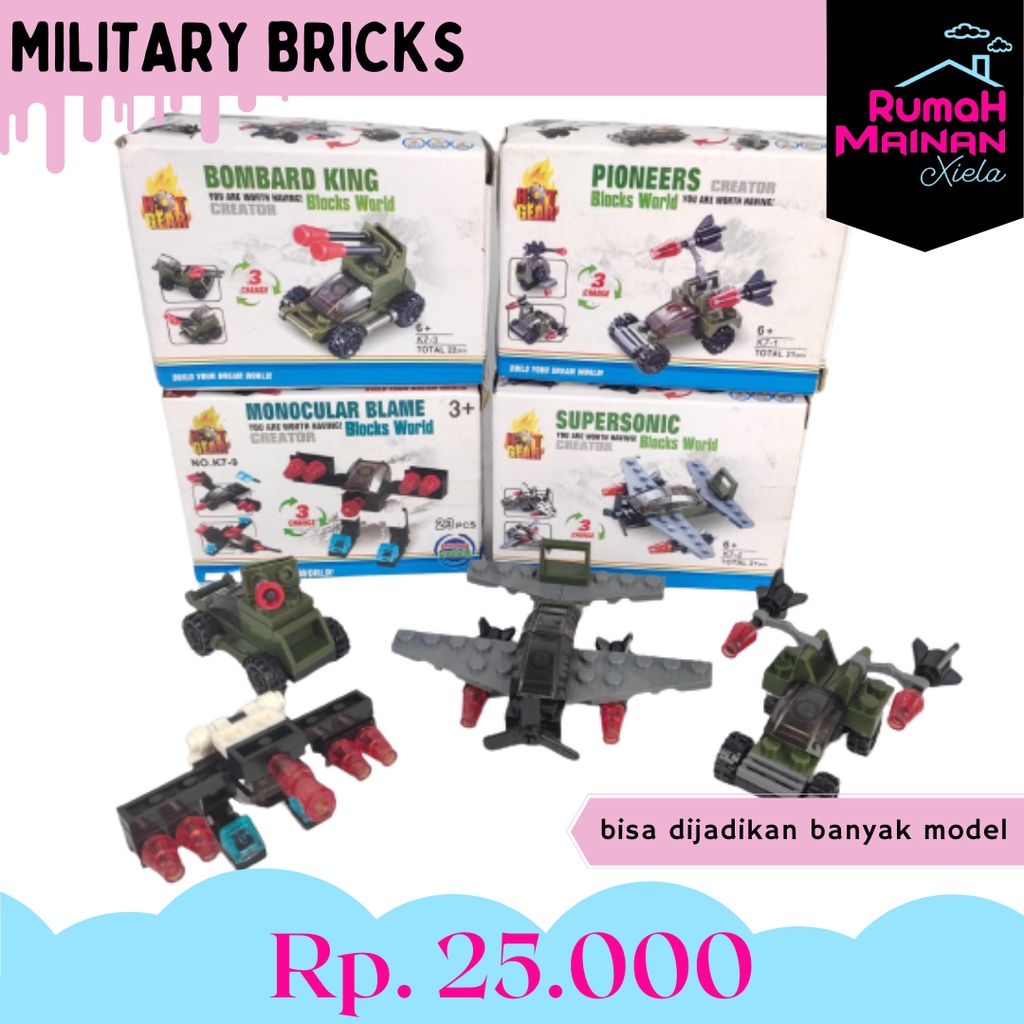 [RMX] MILITARY BRICKS - MAINAN LEGO SUSUN MOBIL MILITER HOT GEAR