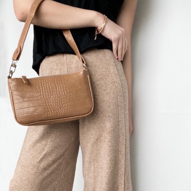 Sundays Attire - MILANO LATTE Shoulder Bag Sling Bag PU Leather Croco / Tas Wanita