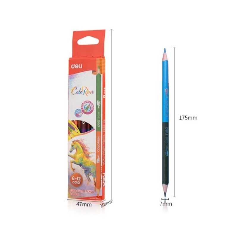

Deli Colorun Dual Color Pencil Isi 6