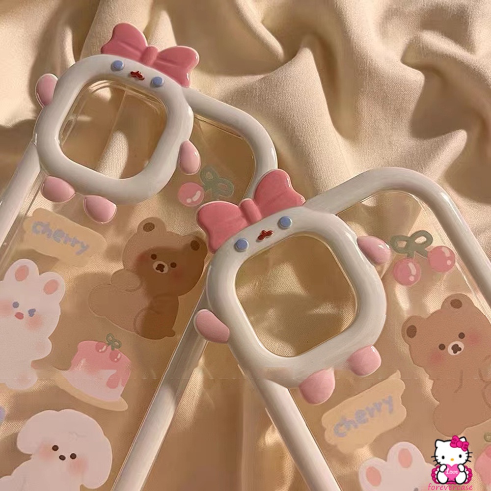 Soft Case Motif Cherry Bear Puppy Untuk VIVO Y21 Y12 Y15A T1 Y75 Y15s Y35 Y16 Y12i Y22 Y20 Y55 Y33S Y02s Y20s Y23 Y23 Y20s Y11 Y30 Y31 Y91C