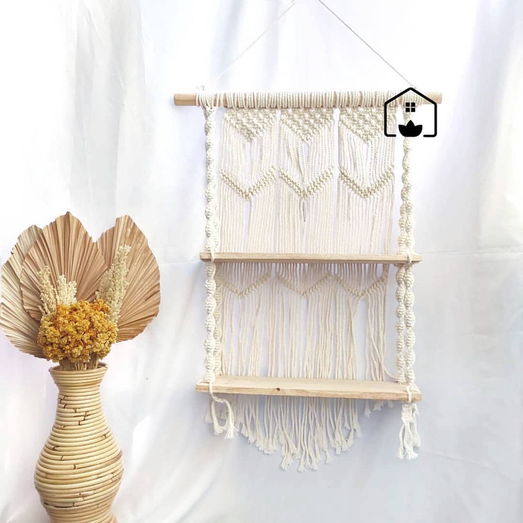 MACRAME RAK GANTUNG/ MACRAME HIJAB / MACRAME AESTHETIC/ RAK MURAH / TEMPAT HIJAB / RAK DEKORASI