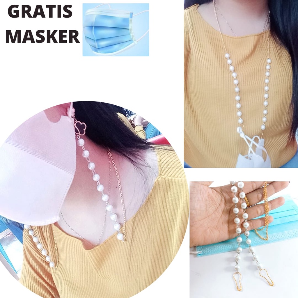 Rantai Mutiara Kalung Masker Mutiara kalung masker korea Mutiara strap mask holder mutiara HANDMADE