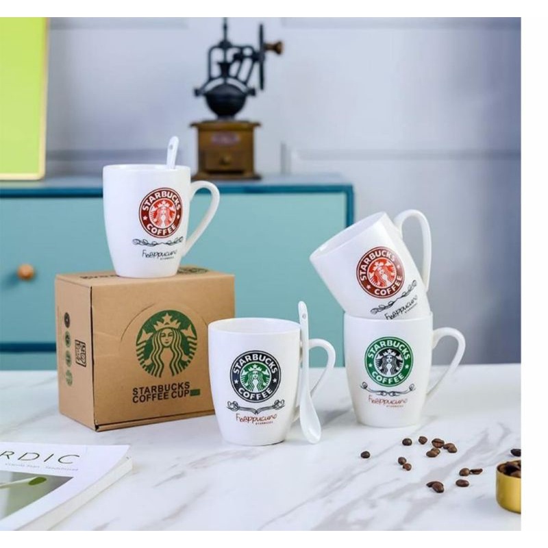 Cangkir Keramik Starbucks Gift Set - Ceramic Mug Set Hampers Souvenir