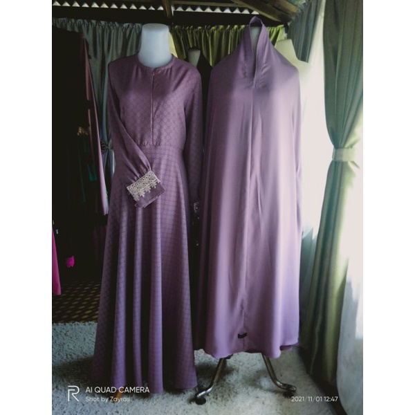 gamis khimar jumbo, gamis long khimar, set gamis  long khimar, gamis kembang payung set long khimar