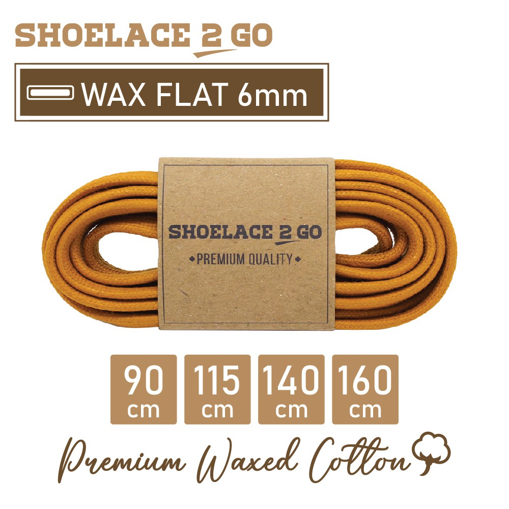 SHOELACE 2 GO PREMIUM TALI SEPATU LILIN WAX GEPENG PIPIH FLAT - WF6 - H1 - GOLD MEDALLION - 6MM