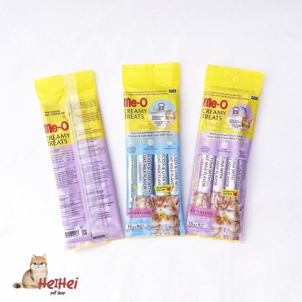 Me-O Kitten Creamy Treats 4 pcs - Meo Creamy Snack Anak Kucing - Kitten Snack Liquid