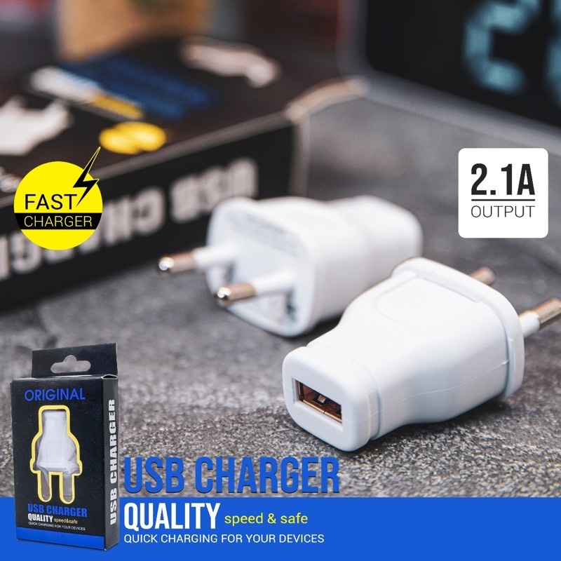 Batok Kepala Charger Best Quality White 1USB