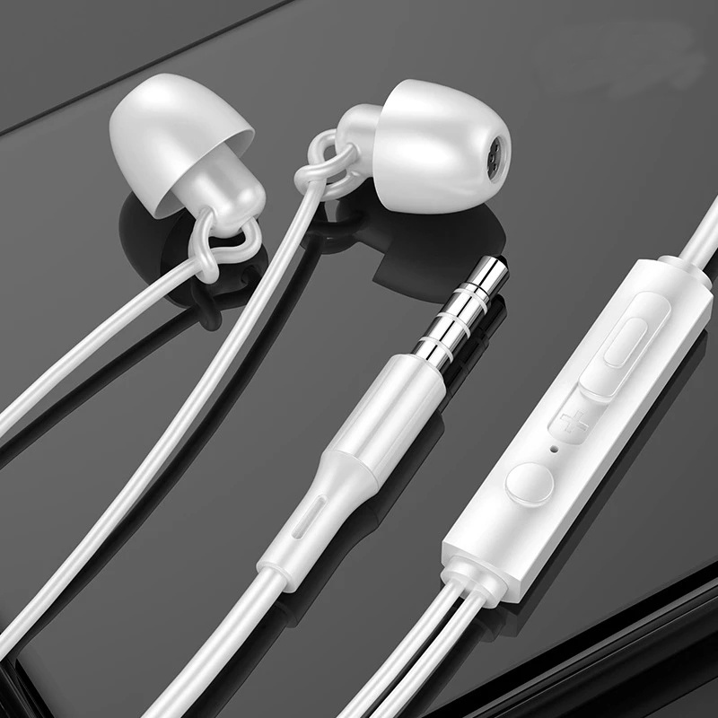 Earphone Kabel 3.5mm Universal Dengan Mic / Noise Isolating Untuk Tidur