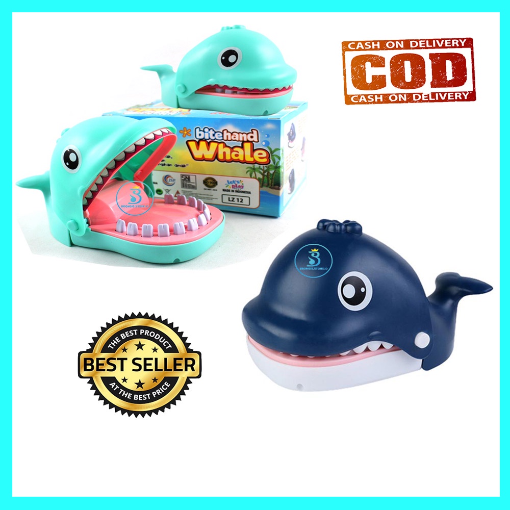 BRONSIS - Mainan Anak Whale Gigit Jari Ikan Paus - Mainan Prank Gigit Jari Paus