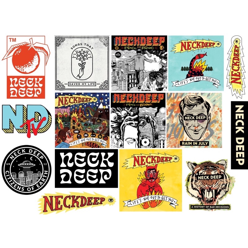 sticker pack neck deep satu set A4 stiker band stiker helm gitar tumblr laptop dll