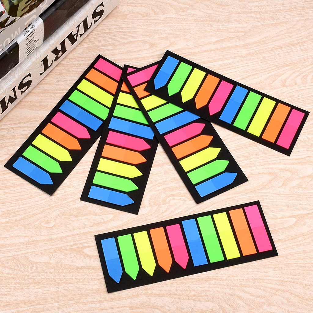 100 / 200 Lembar Sticky Note Transparan Fluorescence Warna-Warni Untuk Kantor / Sekolah