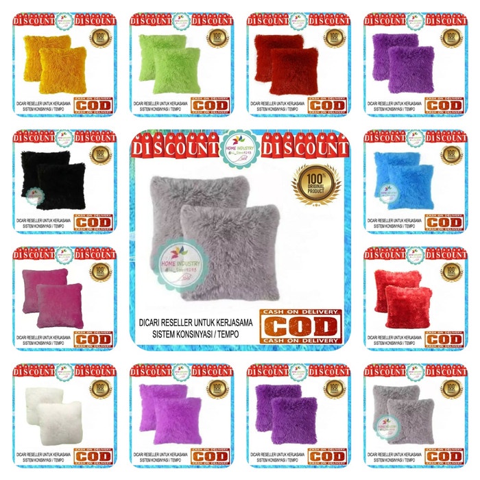 Sofa-Bantal- Bantal Bulu Rasfur - Bantal Sofa Bulu - Bantal Kotak Bulu - Termurah - Rendom -Bantal-