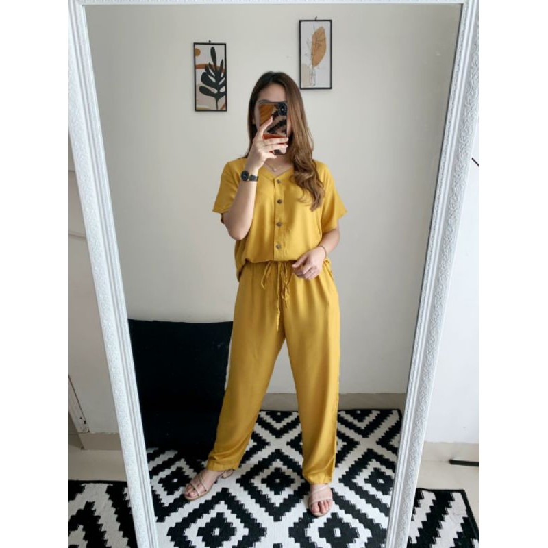 one set lengan pendek rayon premium