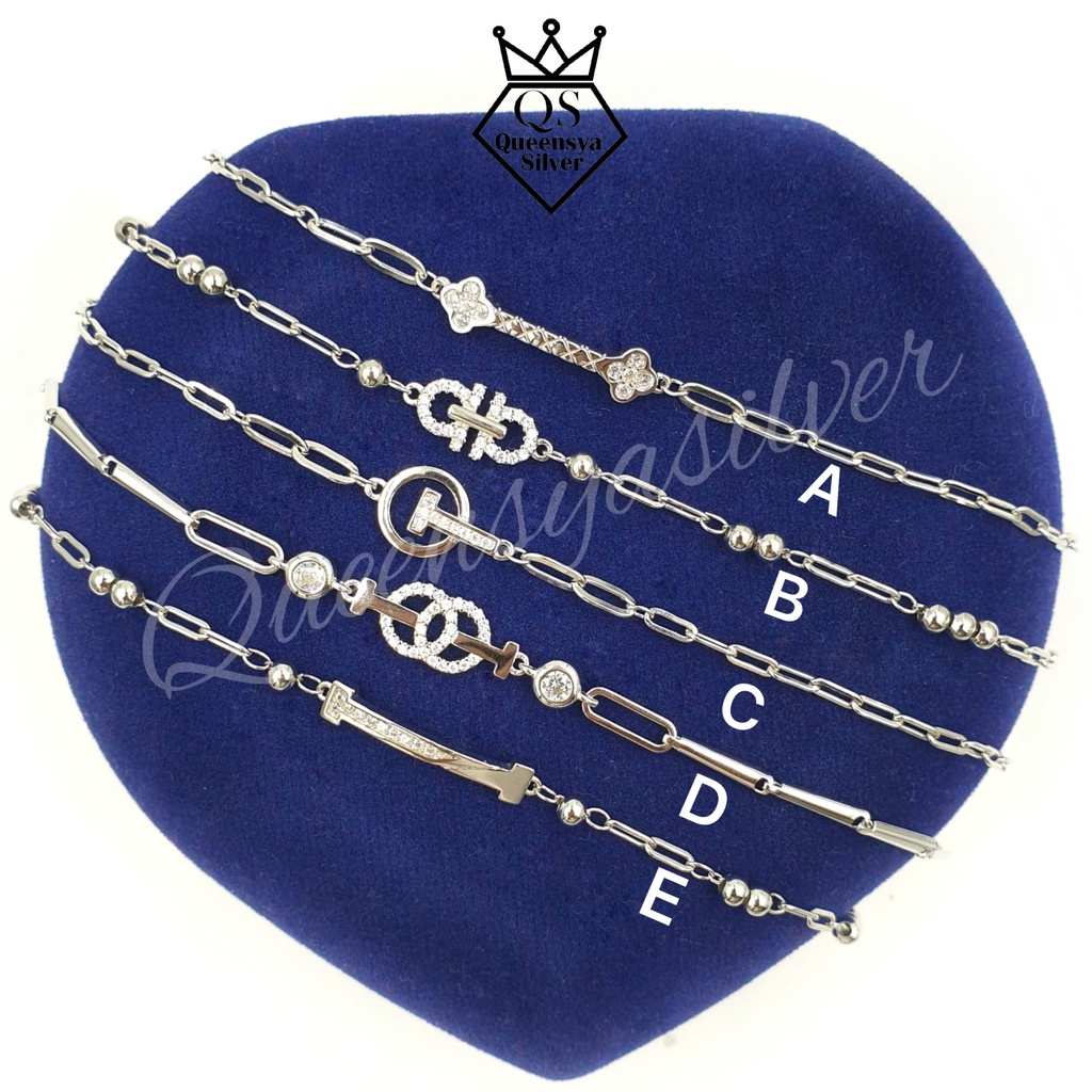 Gelang Tangan Perak Silver Fashion Korea Asli 925 Lapis Emas Putih || Queensya Silver