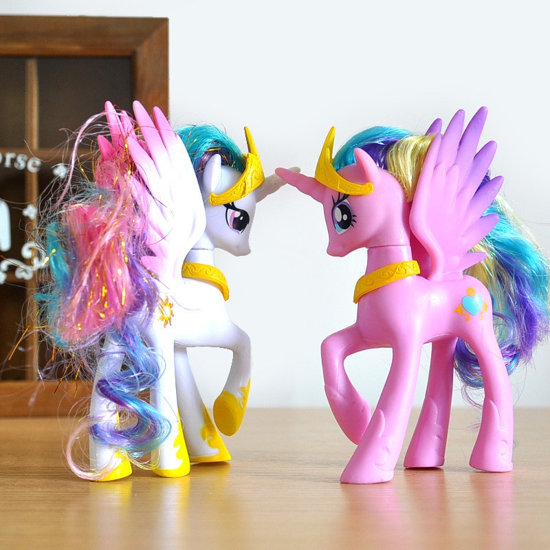 Mainan Action Figure Model Princess Celestia Luna Pinkie Pie Unicorn Pelangi Bahan PVC Ukuran 14cm Untuk Anak Perempuan