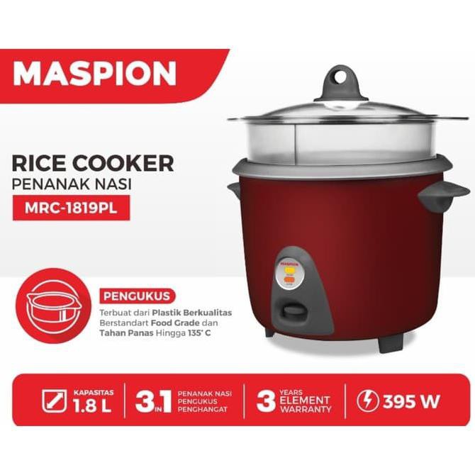 NEW / Rice Cooker Maspion MRC-1819PL With Steamer / BERKUALITAS