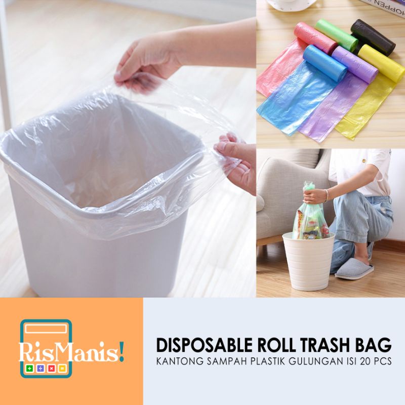 DISPOSABLE ROLL TRASH BAG - Kresek Sampah Gulung 20 Lembar Rol Kantong Plastik Belanja Sekali Pakai