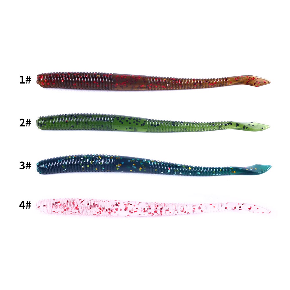 Hengjia 10Pcs/Pack Umpan Pancing Worm Baits Tiruan Bentuk Ikan Kecil Bahan Silikon 10cm 2.3g Soft Fishing Lure Earthworm Artificial Bait