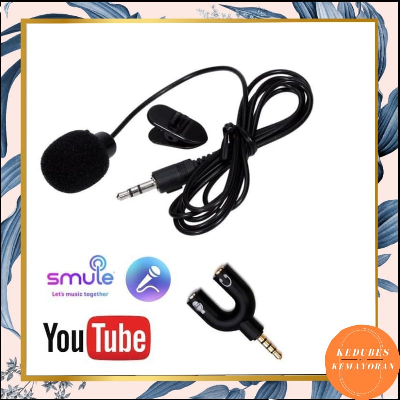 Paket Youtube Youtuber Vlog Vlogger Smule Alat Rekaman - Mic Clip on &amp; Audio Splitter U Shape [KK]