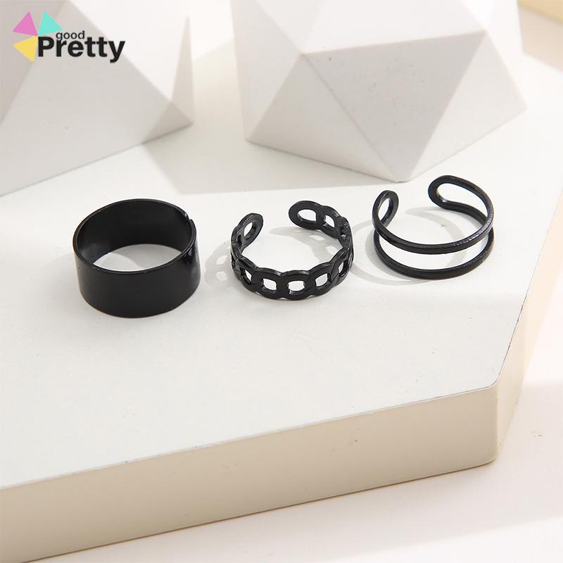 3pcs / Set Cincin Jari Knuckle Gaya Vintage Punk Hip-Hop Korea Untuk Pria Dan Wanita - PD