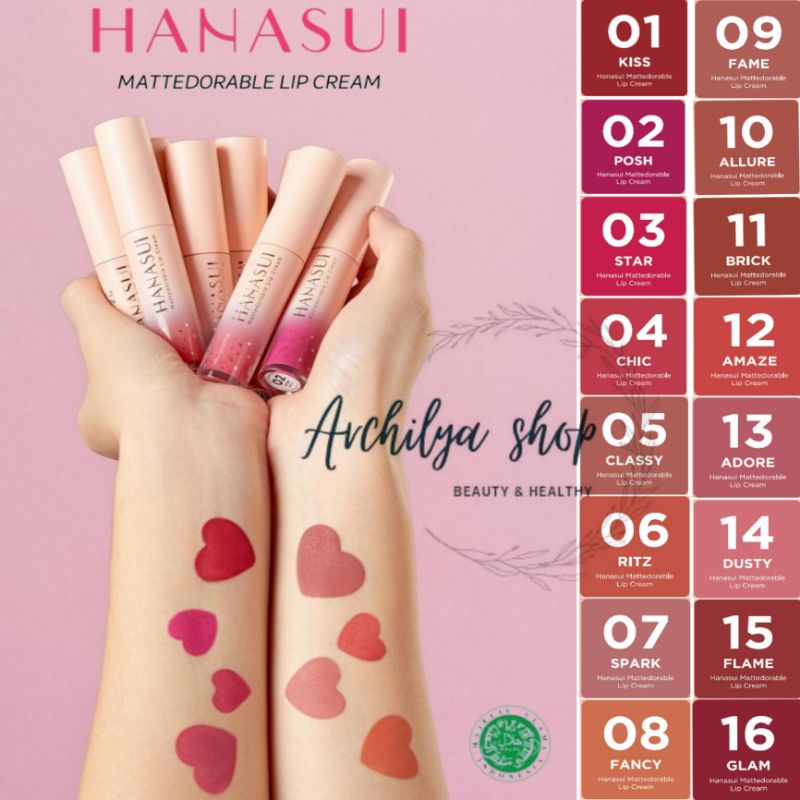 Hanasui Mattedorable Lip Cream Lipstick Cair Mate Hanasui