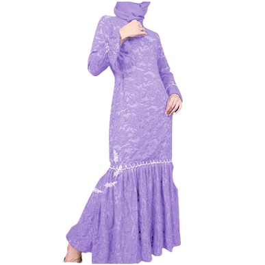 Gamis Murah Trend Maxy Juliette Brukat Warna Lilac Ungu Dress Muslim Viral Pesta Undangan Terbaru Ma