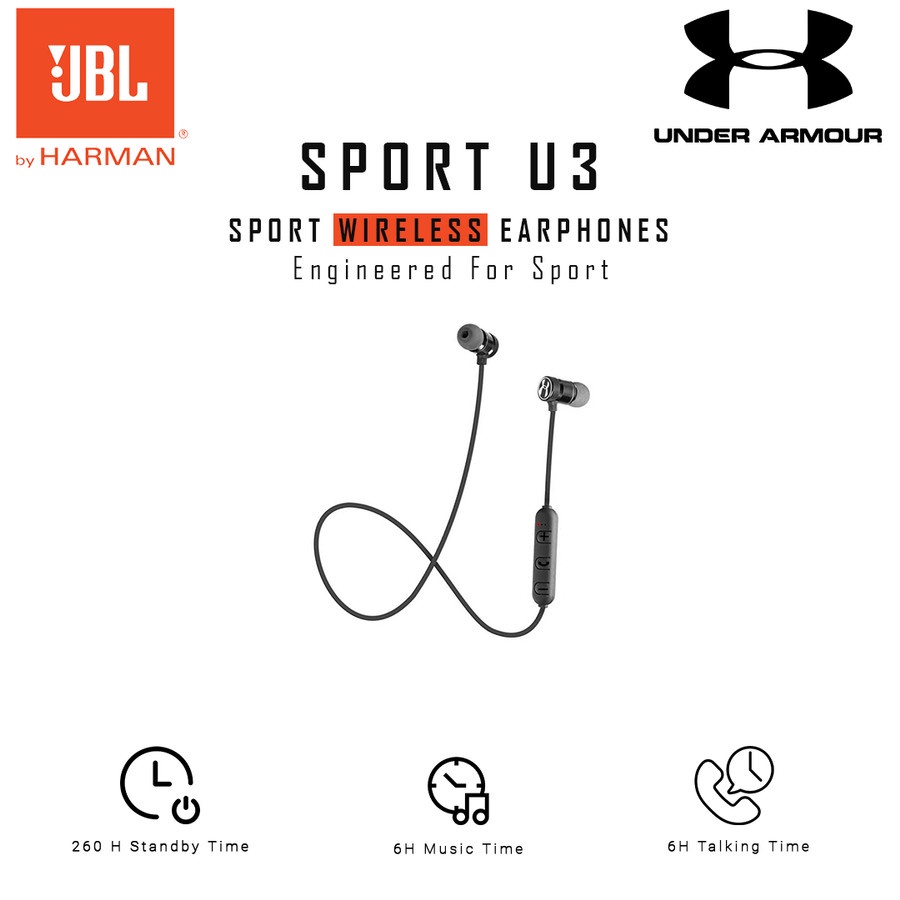 Headset Handsfree Bluetooth UnderArmour Sport U3 Wireless Earphone