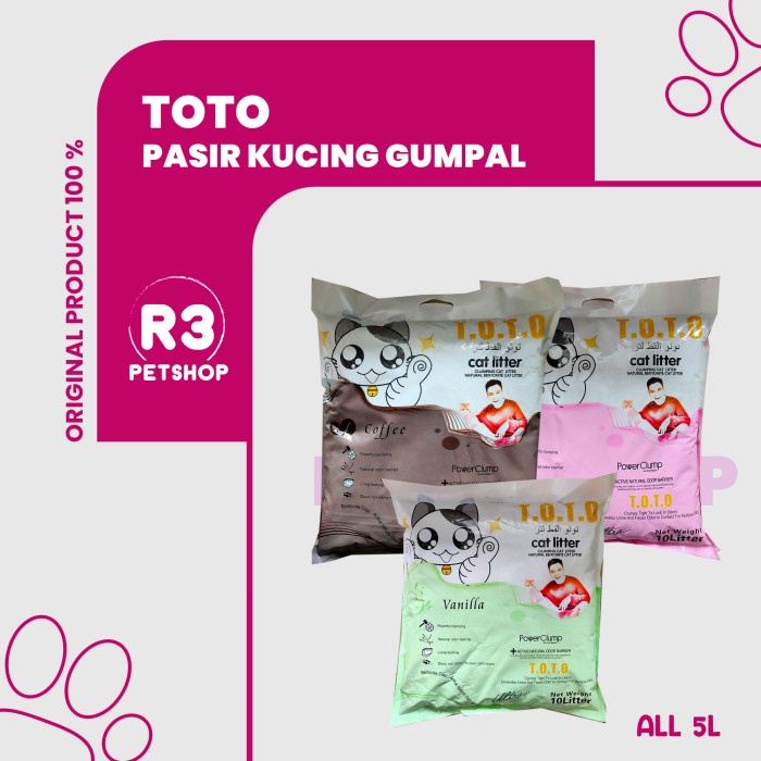 Pasir Kucing gumpal wangi TOTO 5l pasir wangi gumpal