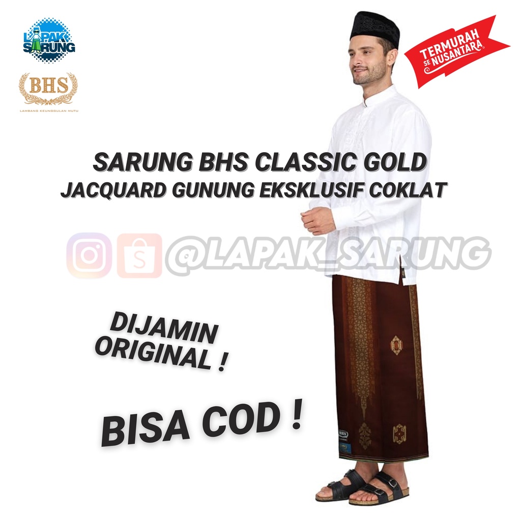 Sarung BHS Classic Gold Motif JGE 6 Jacquard Gunung Eksklusif Coklat