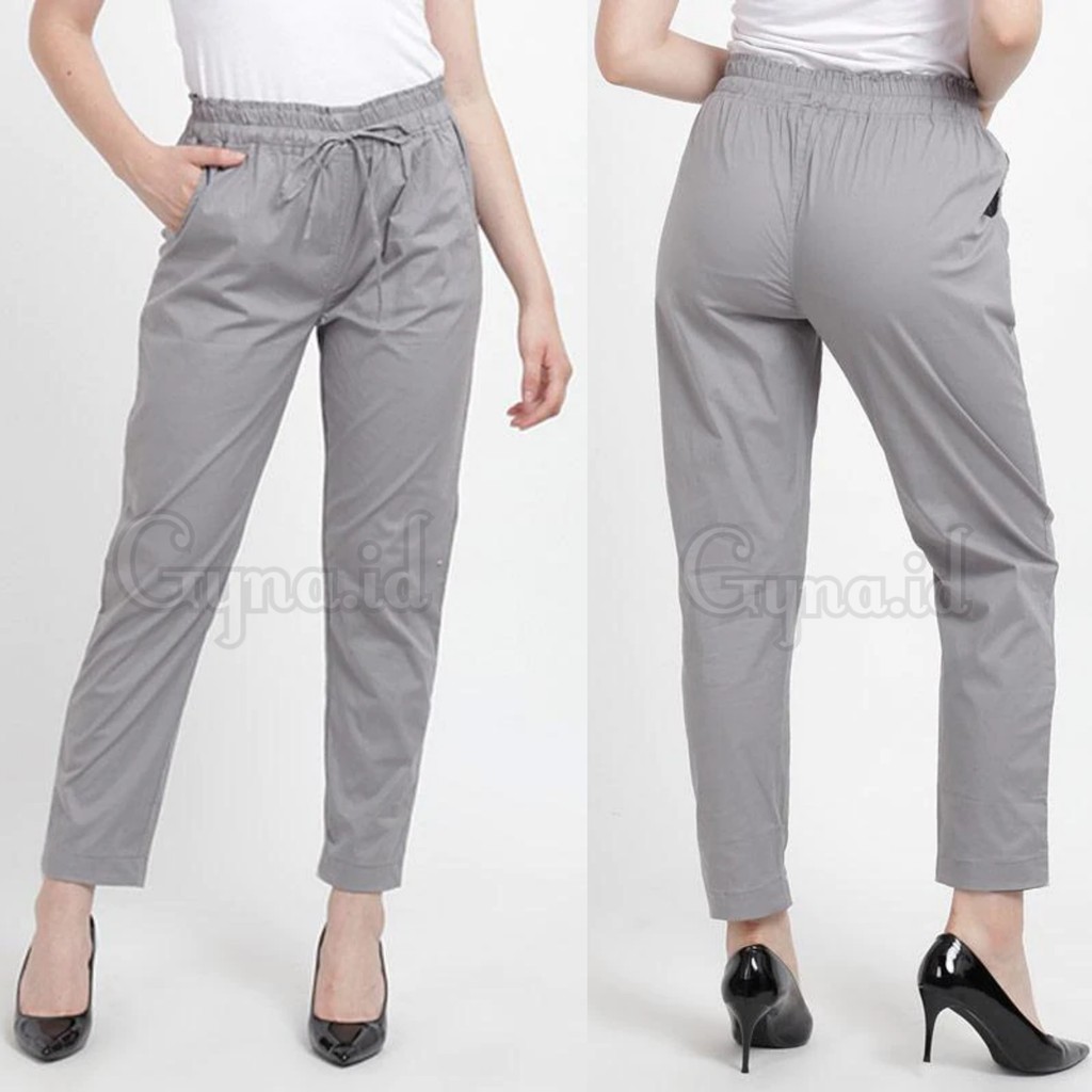  Celana  Panjang  Wanita  Basic Pants Katun  Stretch Tali 