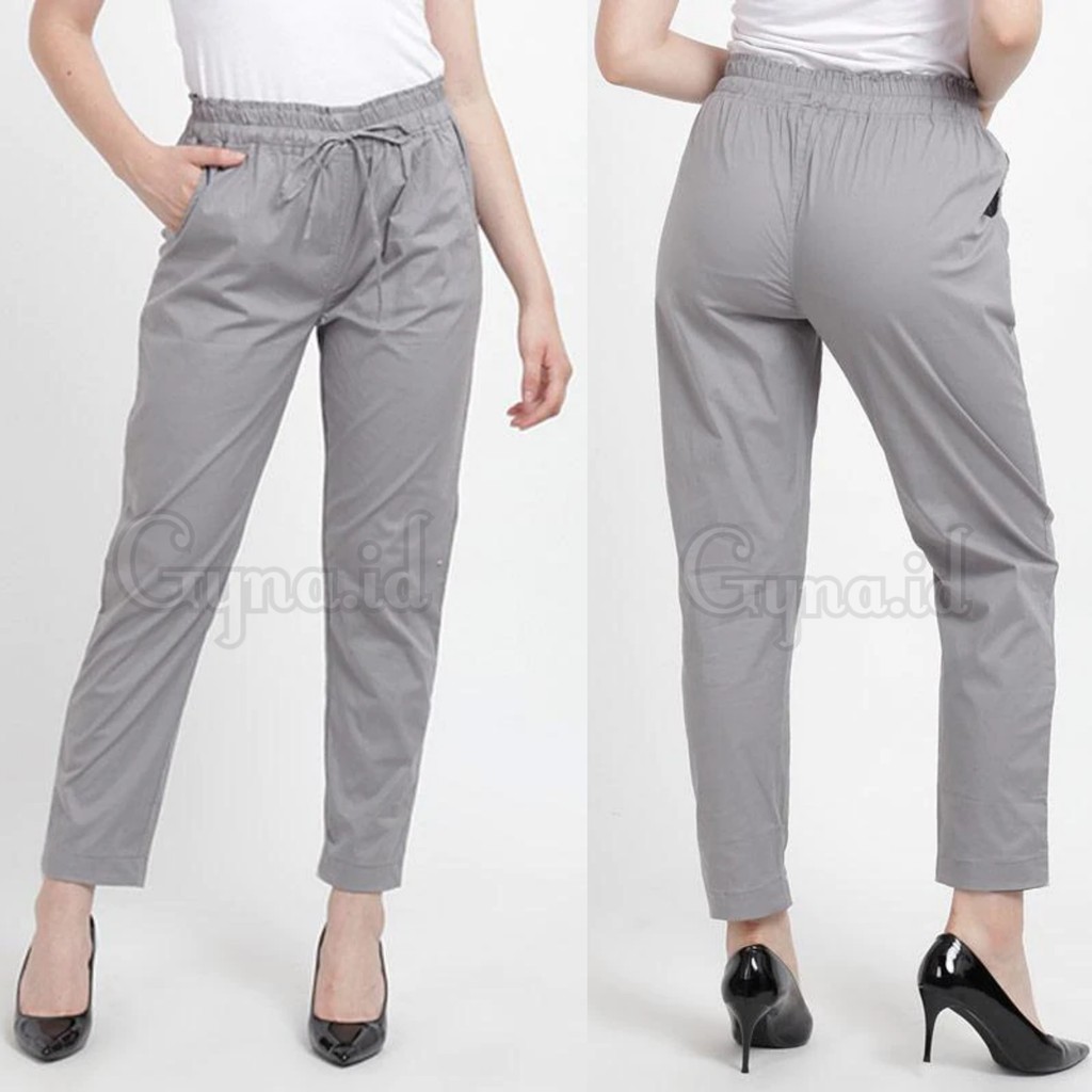  Celana  Panjang Wanita  Basic Pants Katun Stretch Tali 