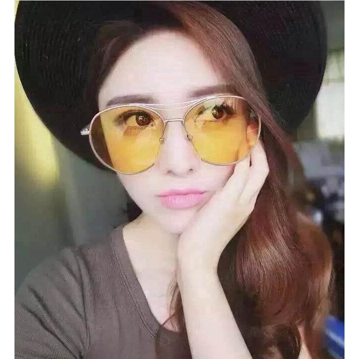 Kacamata Hitam Aviator Lensa Bulat Bening Gaya Vintage Untuk Pria Dan Wanita